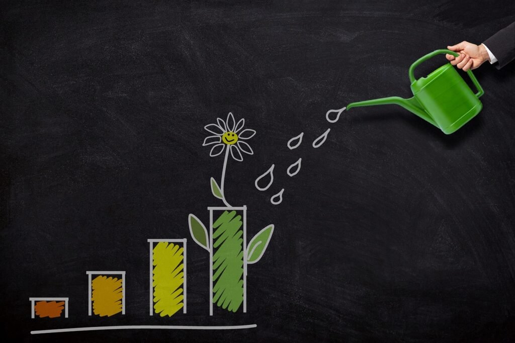 investment, growth, watering, can, money, nature, finance, business, wealth, profit, savings, increase, plant